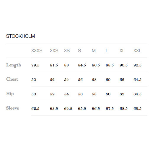 Stutterheim Size Chart